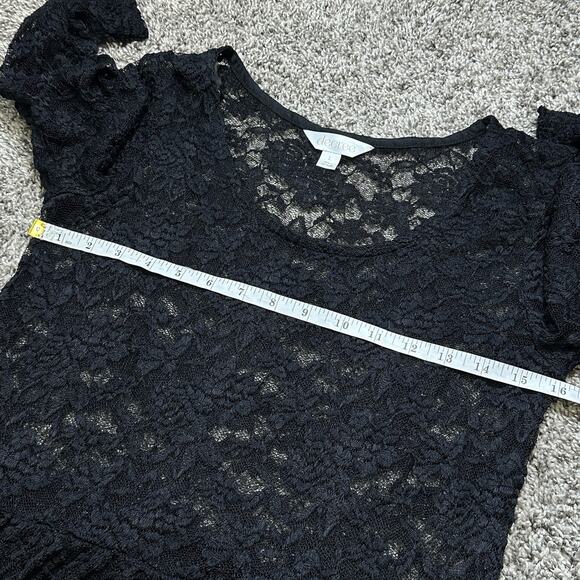 Decree Womens Witchy Black Floral Lace Peplum Top Size L Whimsigoth Dark Fairy - Picture 6 of 8